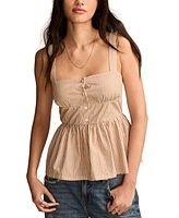 Lucky Brand Women's Square-Neck Corset Cotton Peplum Top