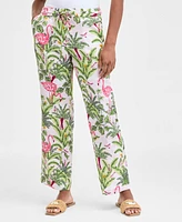 Charter Club Women's 100% Linen Pull-On Palm Pants, Exclusively at Macy's