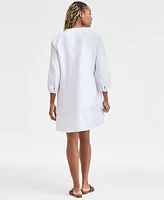 Charter Club Women's 100% Linen 3/4-Sleeve Pintuck Dress, Exclusively at Macy's