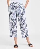 Charter Club Women's Cropped Pull-On 100% Linen Pants, Exclusively at Macy's