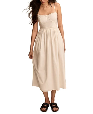Lucky Brand Women's Empire Corset Poplin Midi Dress