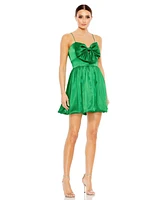 Mac Duggal Women's Bow Front Bubble Hem Mini Dress