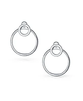 Bling Jewelry Minimalist Geometric Hoop Huggie Earrings Sterling Silver 1.75 Inch Diameter
