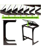 Adjustable C-Shape Couch End Table wth Tilting Top