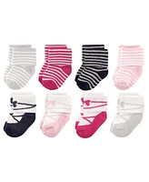 Luvable Friends Baby Boys Cotton Rich Terry Socks 16-Pack, Stripe Ballet