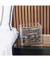 Acrylic Makeup and Jewelry Organizer-4 Drawers, Clear Accessory Organizer with Dustproof Drawers, Durable and Lightweight