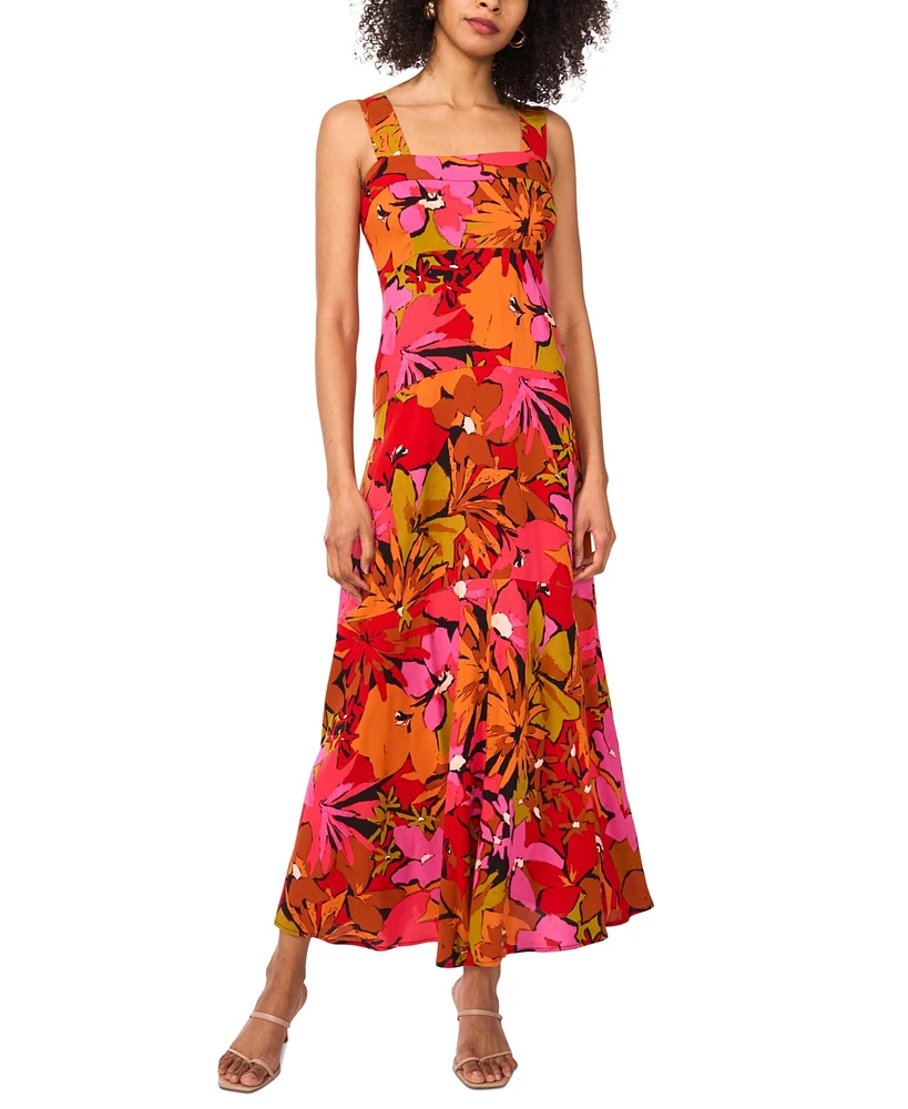 Vince Camuto Women's Printed Squareneck Sleeveless Tiered Maxi Dress
