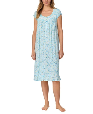 Eileen West Women's Printed Cap-Sleeve Waltz Nightgown