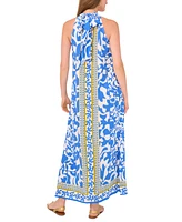 Vince Camuto Women's Border-Print Sleeveless Halter Maxi Dress