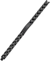 Men's Black Diamond Accent Link Id Bracelet in Black Ip-Plated Stainless Steel