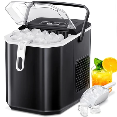 Cowsar 26Lbs Countertop Ice Maker, 9 Cubes 8 Mins, Two ,Self-Cleaning, with Scoop/Basket