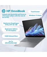 Hp OmniBook X 14" Daily Traditional Laptop Qualcomm Snapdragon X Plus X1P-42-100 16GB Ram Qualcomm Adreno X1-45 512GB Ssd Storage Windows 11 Home 2.2K