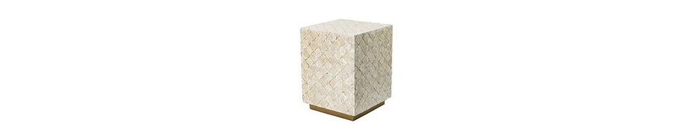 Versatile Capiz End Table Stool, Square Design with Sturdy Base