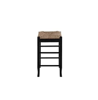 Counter Stool with Frame and Handwoven Rush Seat for Rustic and Comfortable Seating