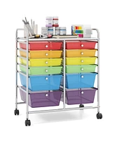 12 Drawers Rolling Cart Storage Scrapbook Paper Organizer Bins