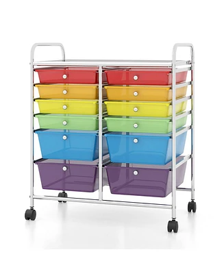 12 Drawers Rolling Cart Storage Scrapbook Paper Organizer Bins