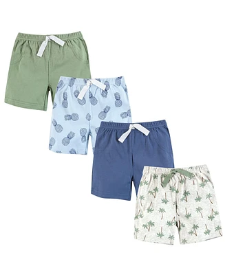 Hudson Baby Boys Shorts Bottoms 4-Pack, Palm Tree, 9-12 Months