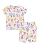 Sesame Street Little Girls Ribbed T-Shirt and Shorts Outfit Set
