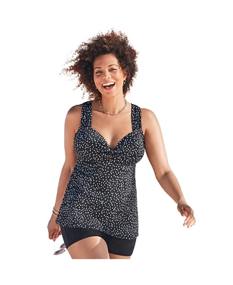 Swimsuits for All Plus Longer Length Twist Front Tankini Top