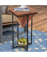 Pyramid-Shaped Side Table with Cross Base for Modern and Unique Home Decor