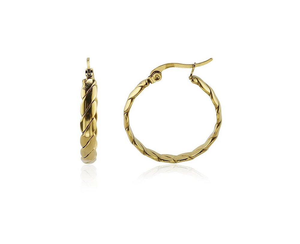 Stainless Steel Braid-Texture Hoop Earring