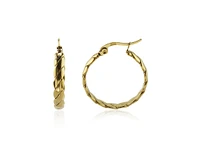 Stainless Steel Braid-Texture Hoop Earring