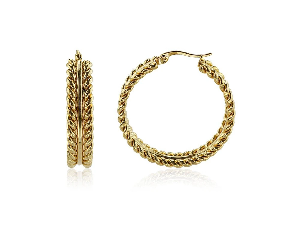 Stainless Steel Large Twisted Texture Hoop Earrings