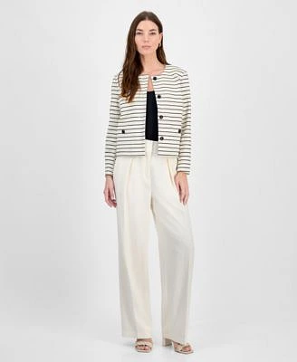 Bar Iii Womens High Rise Wide Leg Pants Striped Button Front Jacket Exclusively At Macys