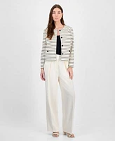 Bar Iii Womens High Rise Wide Leg Pants Striped Button Front Jacket Exclusively At Macys