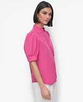 Dkny Women's Mandarin-Collar Puff-Shoulder Shirt