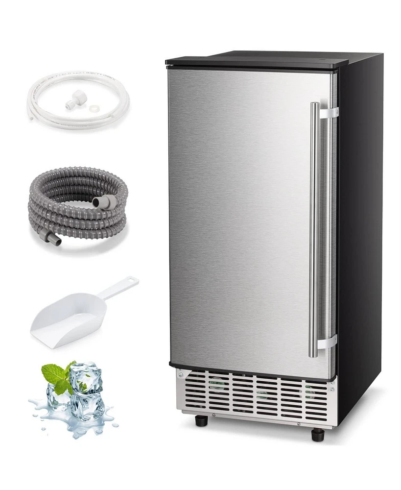 Cowsar,80Lbs Commercial Ice Maker, Stainless Steel, Undercounter/Freestanding, Clear Cube
