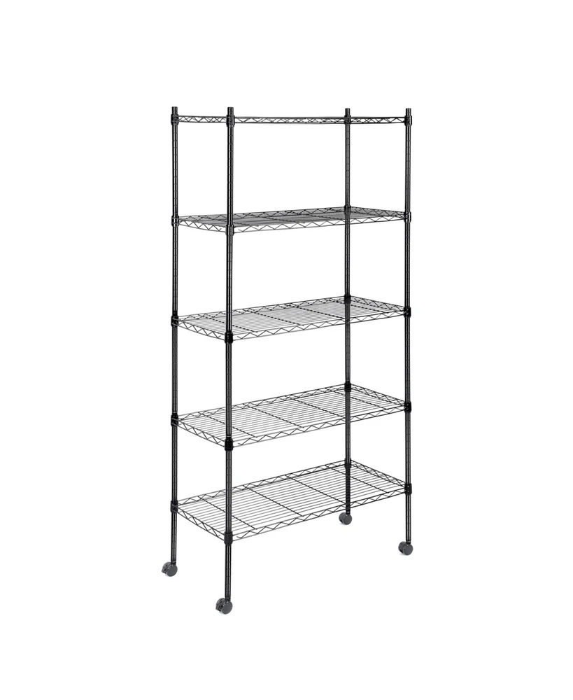 Heavy Duty 5-Tier Shelving Units Adjustable, Wire Shelf with 800 lbs Capacity (160 per Shelf), 24" D x 14" W x 59 "H, Black, 5 Levels, Storage Shelf w