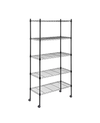 Heavy Duty 5-Tier Shelving Units Adjustable, Wire Shelf with 800 lbs Capacity (160 per Shelf), 24" D x 14" W x 59 "H, Black, 5 Levels, Storage Shelf w