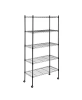 Heavy Duty 5-Tier Shelving Units Adjustable, Wire Shelf with 800 lbs Capacity (160 per Shelf), 24" D x 14" W x 59 "H, Black, 5 Levels, Storage Shelf w