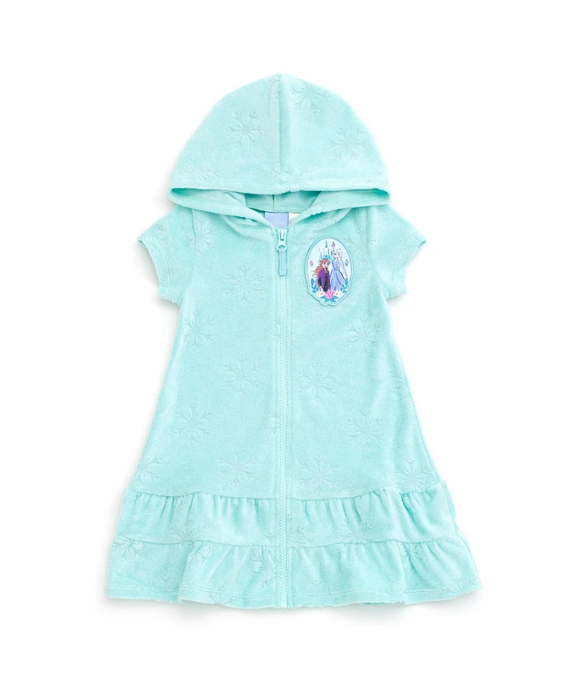 Frozen Girls Loop Terry Cloth Hooded Zip Up Swim Cover