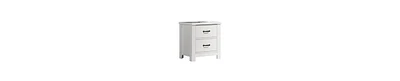 Nightstand with 2 Drawers and Black Handles for Bedroom Storage