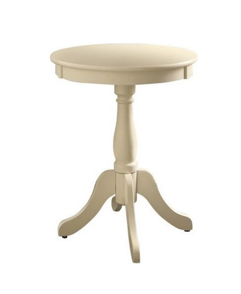 Traditional Round Side Table with Turned Pedestal Base – Sturdy Wood Construction