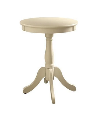 Traditional Round Side Table with Turned Pedestal Base – Sturdy Wood Construction