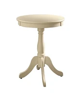 Traditional Round Side Table with Turned Pedestal Base – Sturdy Wood Construction