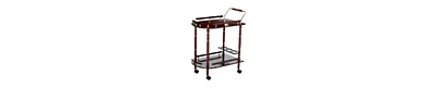 Wooden and Metal 2-Tier Rolling Serving Cart for Home Entertaining