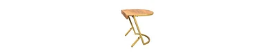 Compact C-Shaped Side Table with Drop-Edge Mango Wood Surface