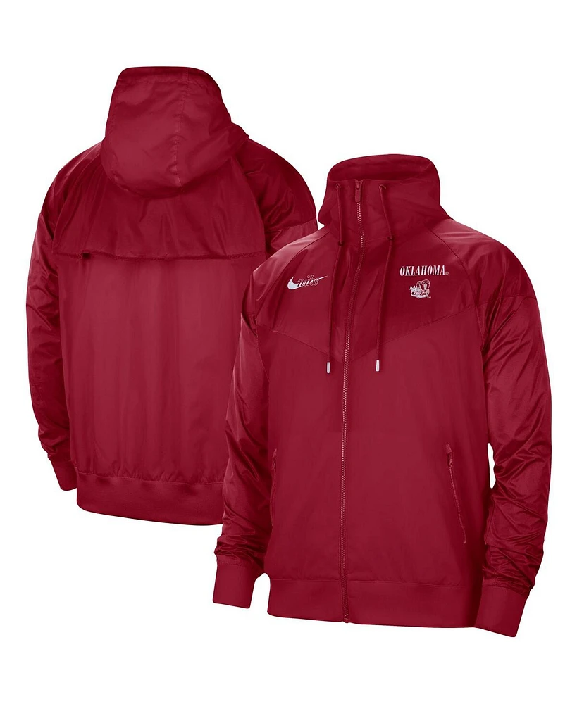 Nike Men's Crimson Oklahoma Sooners Wind Runner Raglan Full-Zip Jacket