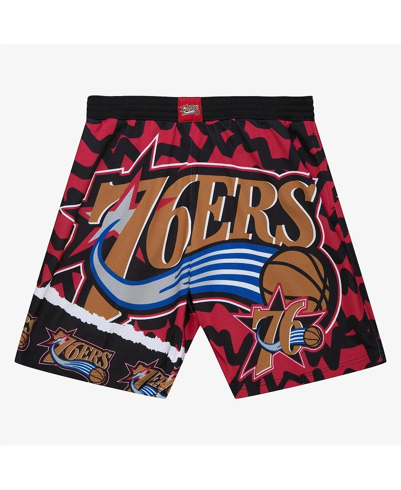 Mitchell & Ness Men's Black Philadelphia 76Ers Jumbotron 2.0 Sublimated Shorts