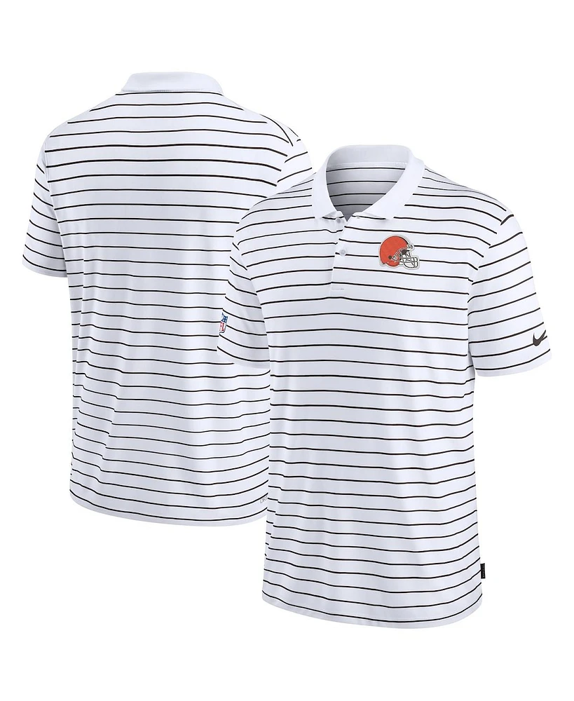 Nike Men's White Cleveland Browns Sideline Lock Up Victory Performance Polo Shirt