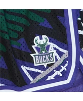 Mitchell & Ness Men's Purple Milwaukee Bucks Game Day Pattern Shorts