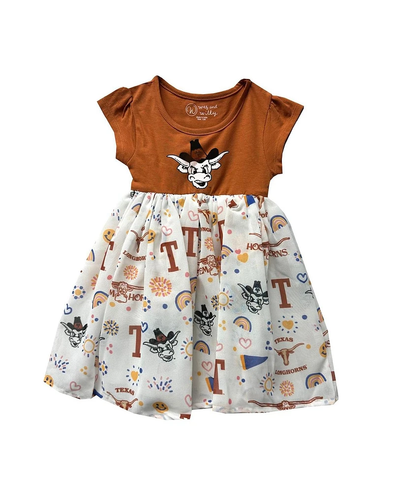 Wes & Willy Toddler Texas Orange Texas Longhorns Vault Princess Dress