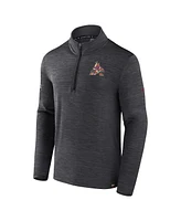 Fanatics Men's Heather Charcoal Arizona Coyotes Authentic Pro Quarter-Zip Pullover Top