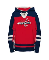 Outerstuff Big Boys and Girls Red Washington Capitals Revisited Lace-Up V-neck Pullover Hoodie