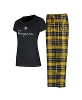 Concepts Sport Women's Pittsburgh Penguins Vector T-Shirt and Pants Sleep Set