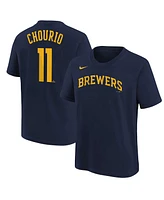 Nike Big Boys and Girls Jackson Chourio Navy Milwaukee Brewers Name Number T-Shirt